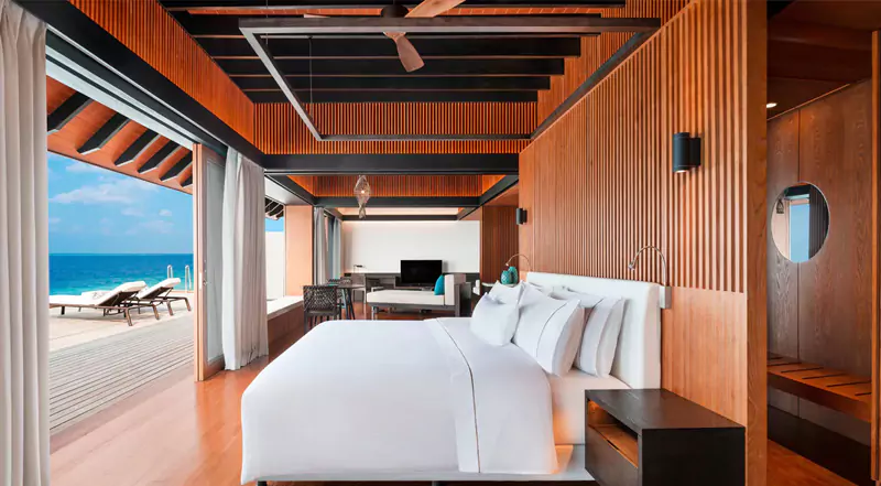 Overwater Villa with Pool - Bedroom with one King Bed